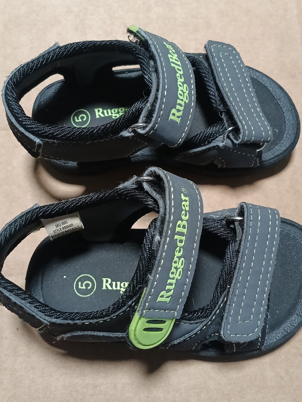 Rugged Bear Toddler Boys Outdoor Sport Sandals Dark Gray Size 5 Like New.